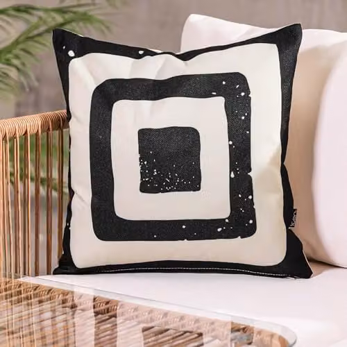 icon Set of 4 Target Mono Kyoto Fabric Indoor Outdoor Cushions, Black, W/D/H: 43 x 43 x 43 cm – 2