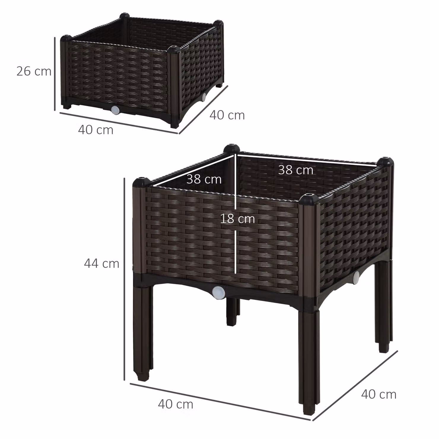 Outsunny Set of 2 Brown Raised Garden Bed Elevated Patio Planter Boxes for Vegetables and Flowers – 3