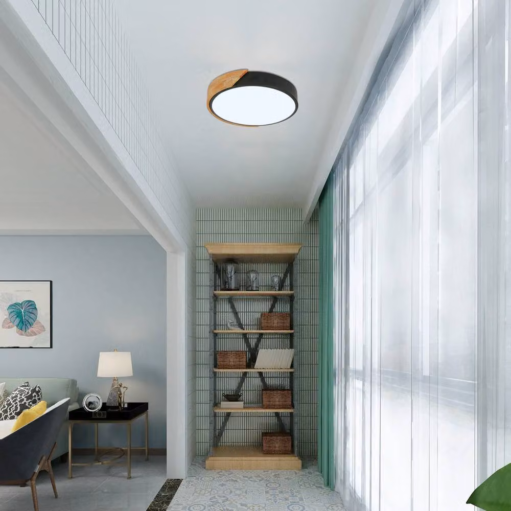 Pheashine Modern Round LED Ceiling Light, 24W, Black, 6500K Cool White, Diameter: 32 cm – 4