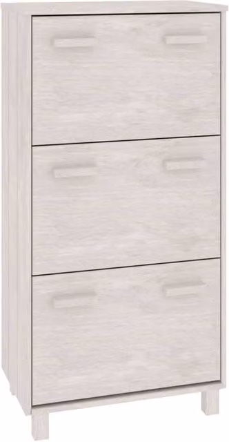 Berkfield Home HAMAR White Solid Wood Pine Shoe Cabinet W/D/H: 59.5 x 35 x 117 cm – 1