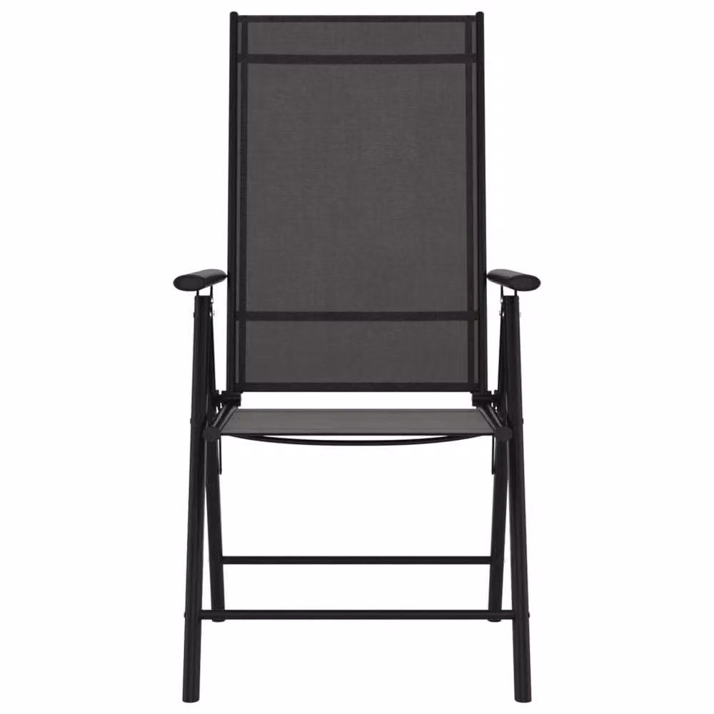 Berkfield Home Set of 6 Folding Garden Chairs in Black Textilene and Aluminium – 3