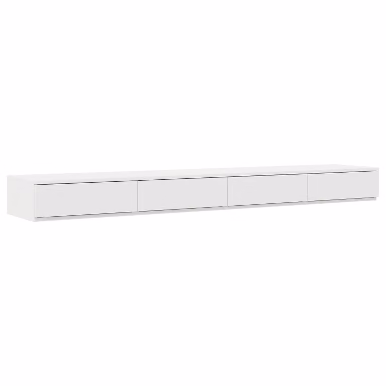 Berkfield Home White Wall Mounted Bed Drawers in MDF, W/D/H: 200 x 36.5 x 16.5 cm