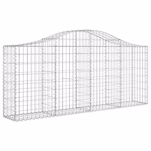 vidaXL Set of 6 Arched Gabion Baskets in Silver Galvanised Steel, W/D/H: 200 x 30 x 80/100 cm – 1