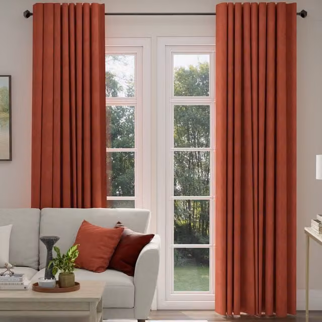 ANTE DECOR Altro Made To Measure Blackout Boucle Curtains in Brown and Red