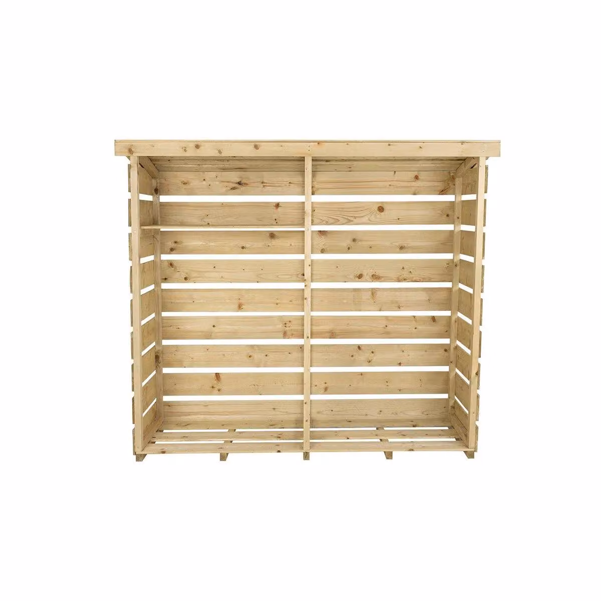 Charles Bentley FSC Mixed Spruce Wood Large Garden Log Store in Natural Brown, W/D/H: 177 x 152 x 53.5 cm – 2