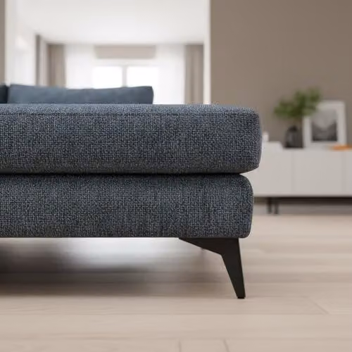 Abakus Direct Venice Modern L-Shaped Corner Sofa in Blue with Scatter Cushions and Solid Wood Frame, Right Hand Facing – 3