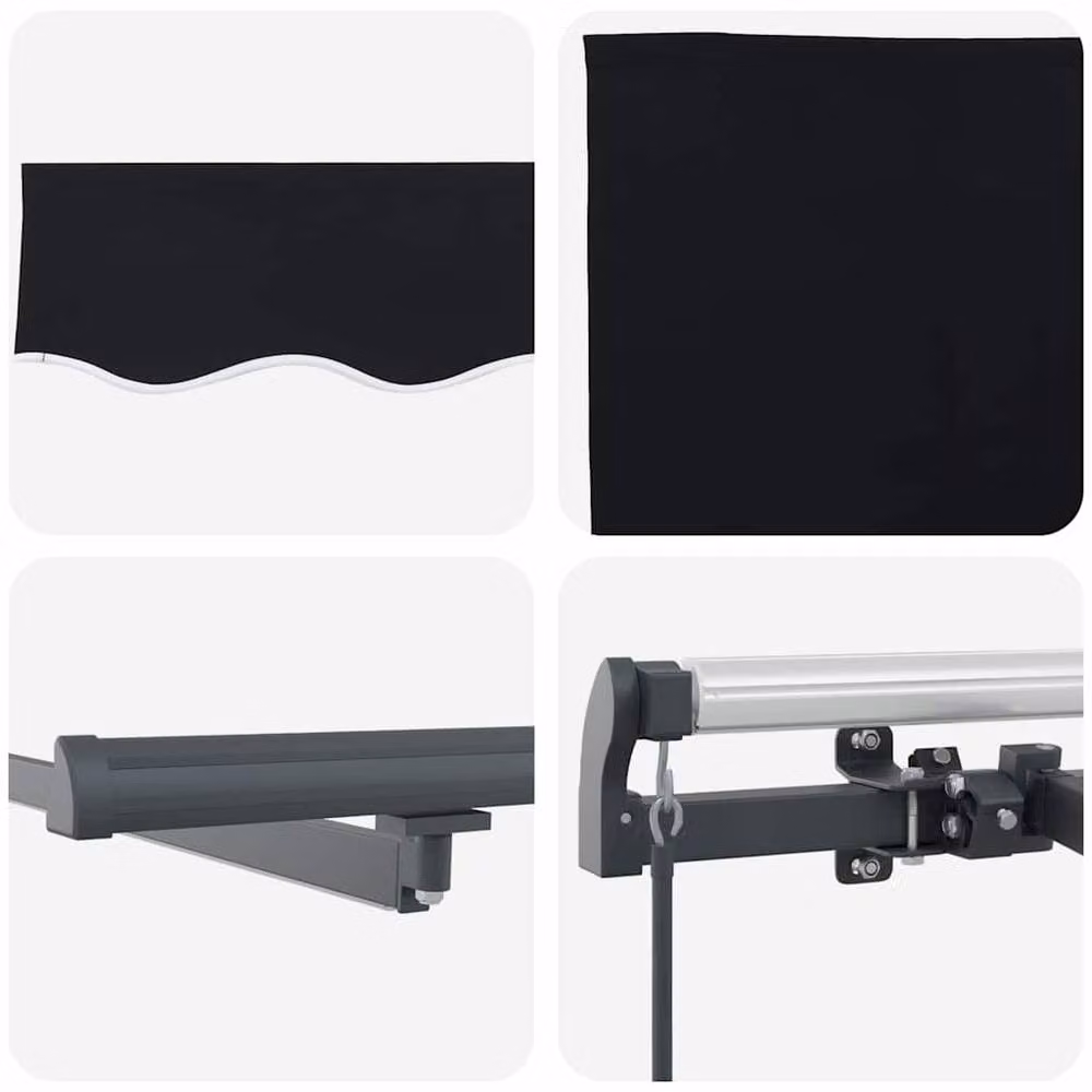 Berkfield Home Manual Retractable Wall-Mounted Awning with LED in Black, W: 350 cm, D: 250 cm – 8