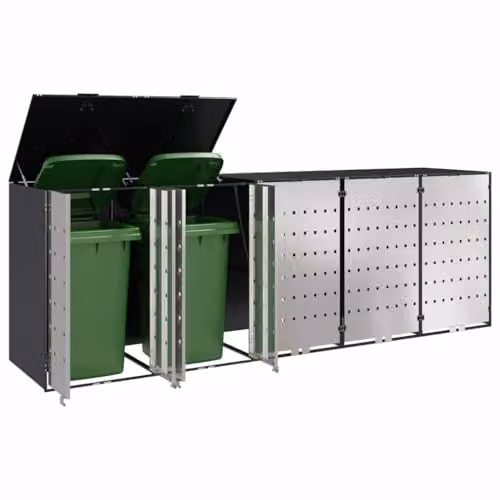 vidaXL Wheelie Bin Storage for 5 Bins in Anthracite Steel