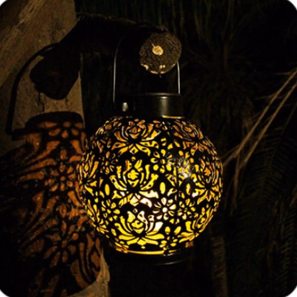 EONLION Solar Powered LED Moroccan Lantern in Black, Height: 100 cm – 5