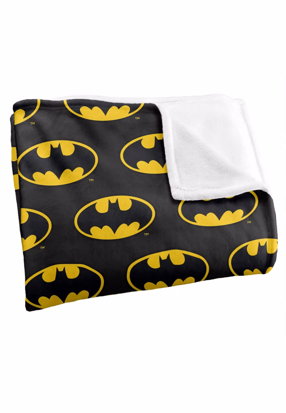DC Comics Batman Classic Bat Shield Logo Pattern Blanket in White, W: 152 cm, D: 127 cm – 3