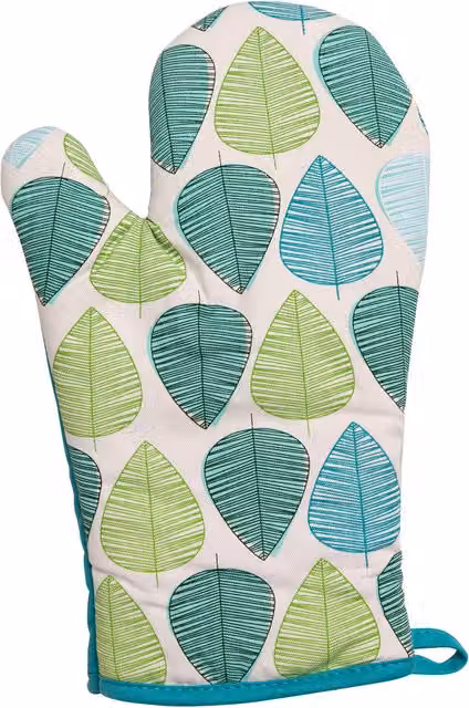 Orsina Green Leaf Single Oven Glove in Green with Quilted Heat-Resistant Padding – 1