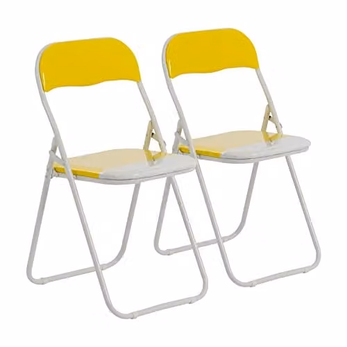 Harbour Housewares Padded Folding Chairs in Yellow, Pack of 2