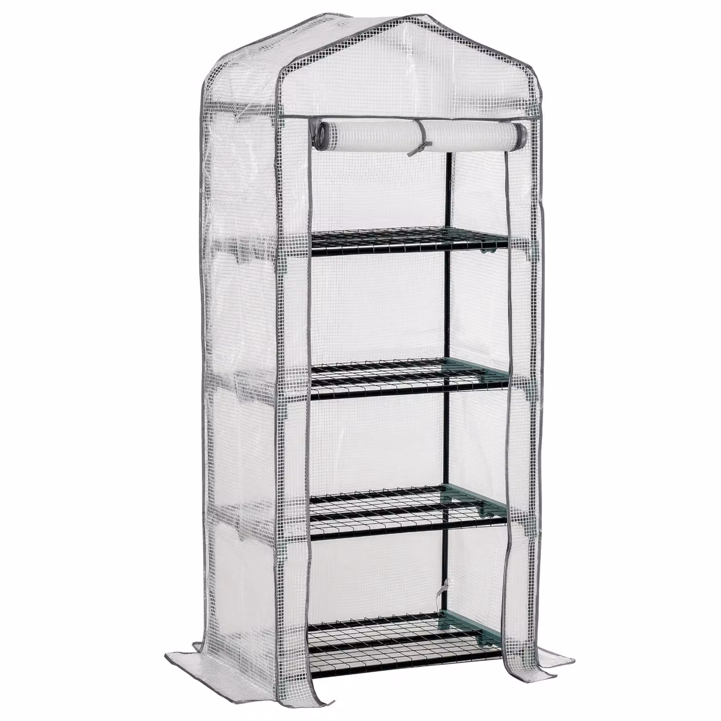 OUTSUNNY 4-Tier Mini Portable Greenhouse with White PE Cover and Steel Frame, W/D/H: 160 x 70 x 50 cm – 2