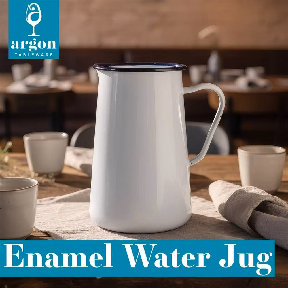 VOGREX White Enamel Water Jug, 2.1 l – 2