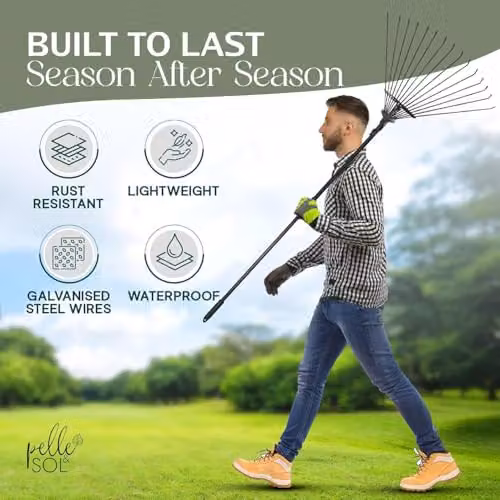 Pelle & Sol Adjustable Garden Rake in Black with 25 Tines – 3