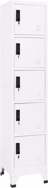 Berkfield Home Metal Locker Cabinet in White, W/D/H: 38 x 40 x 180 cm