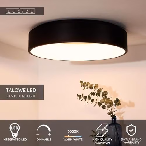Lucide Talowe LED Flush Ceiling Light, Black, Diameter: 60 cm – 2