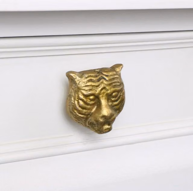 Melody Maison Polished Brass Tiger Head Drawer Knob in Gold