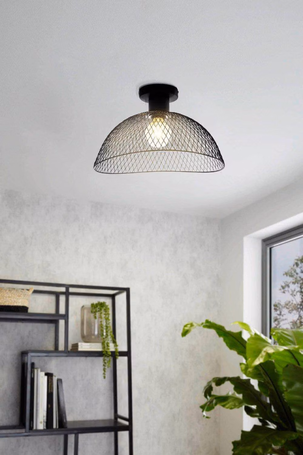Eglo Pompeya Metal 1 Light Industrial Ceiling Pendant in Black – 2