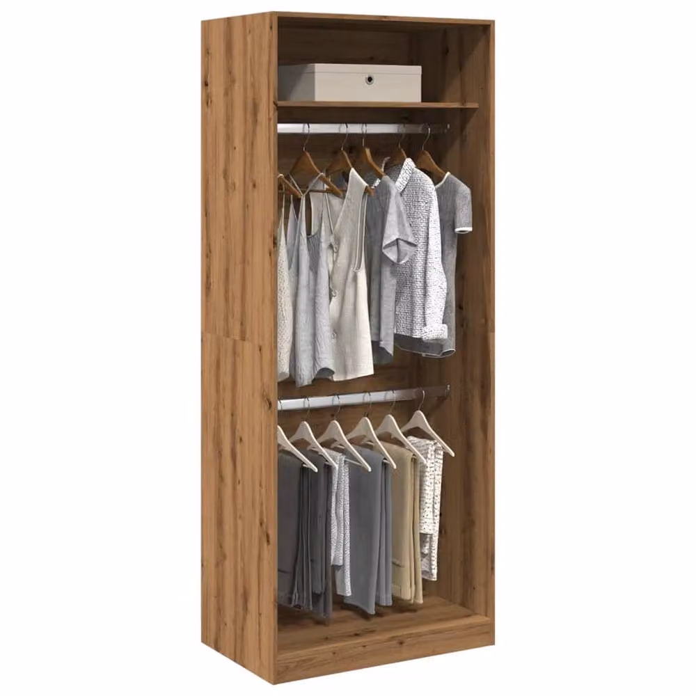 Berkfield Home Artisan Oak Wardrobe in Brown, W/D/H: 80 x 50 x 200 cm – 2
