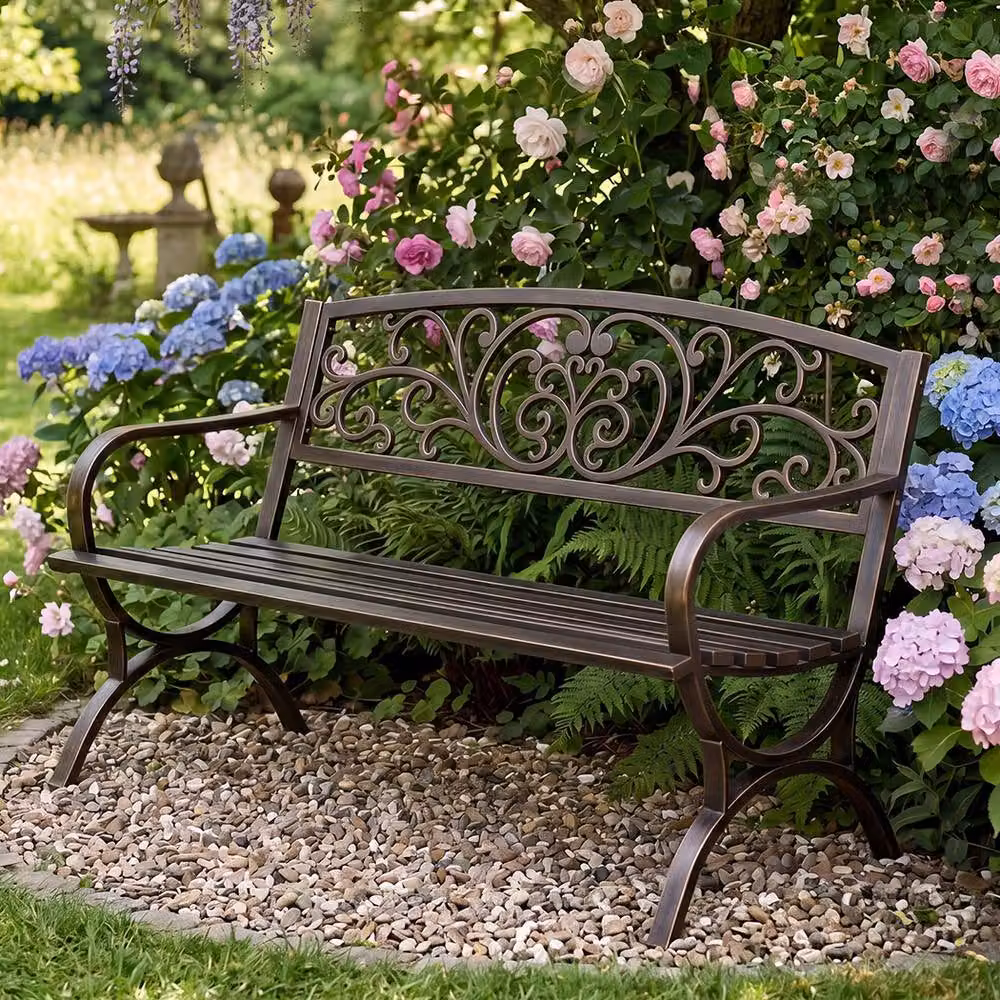 Levede Butterfly Cast Iron Garden Bench in Bronze – 7