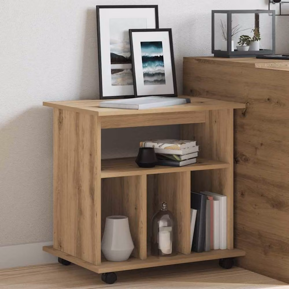 Berkfield Home Artisan Oak Rolling Cabinet in Brown, W/D/H: 60 x 45 x 60 cm – 1
