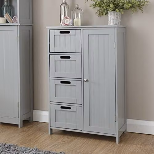 GFW Colonial 4 Drawer 1 Door Chest of Drawers in Grey and White – 1