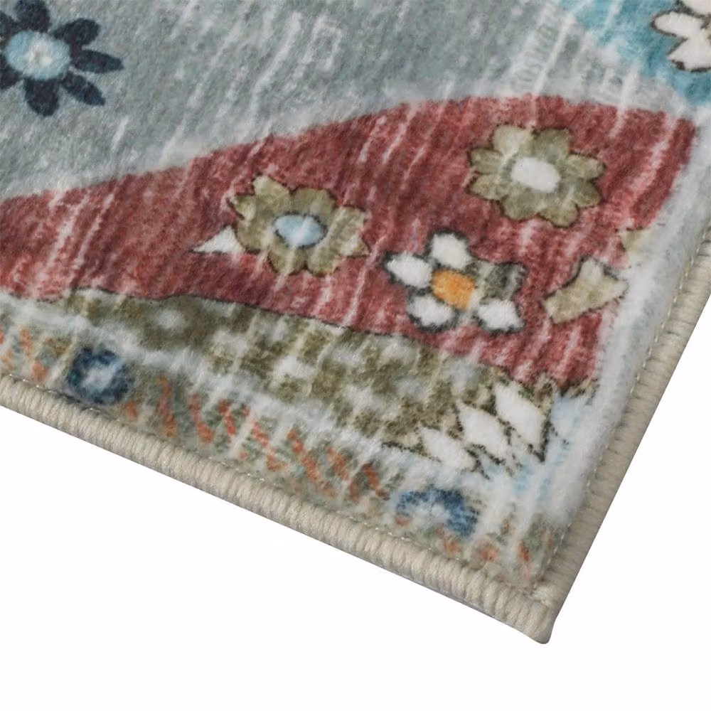 Marlow Moroccan Area Rug, Multicolour Red Faux Cashmere and Cotton Machine Washable Non-Slip Carpet, W/D/H: 80 x 150 cm – 3