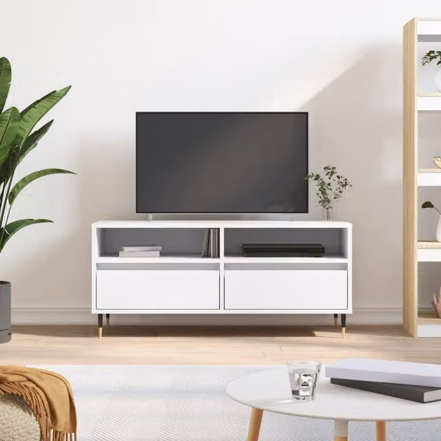 Berkfield Home White TV Cabinet W/D/H: 100 x 34.5 x 44.5 cm – 1