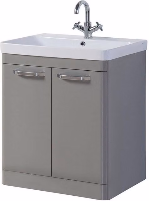 Clifton Basalt Grey 2-Door Freestanding Bathroom Unit with White Basin, Width: 80 cm