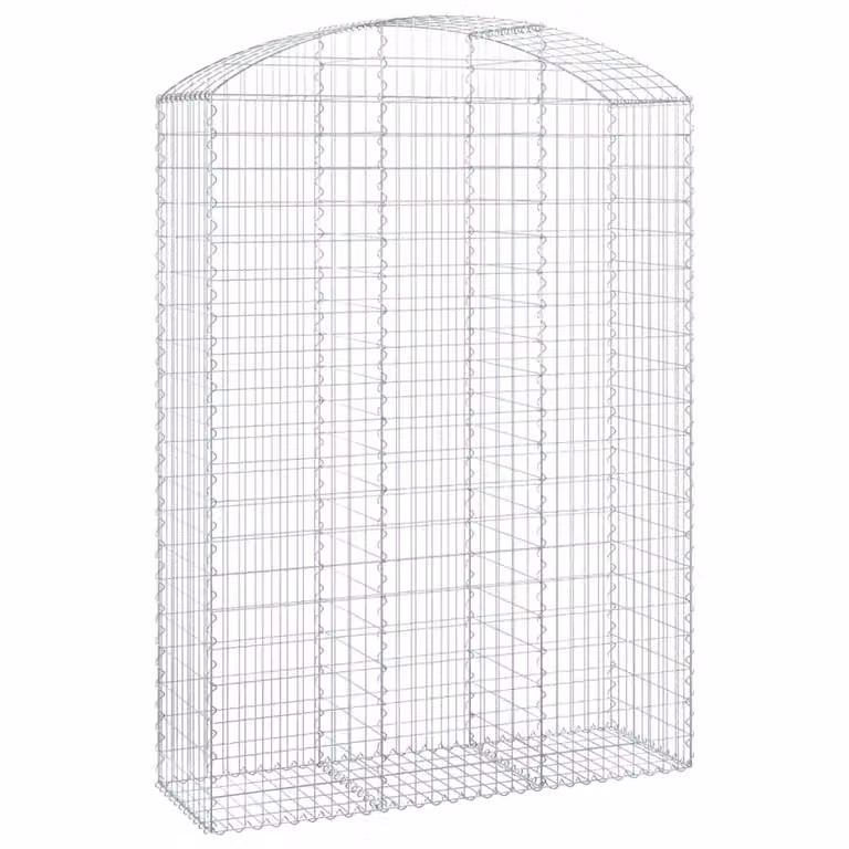 Berkfield Home Arched Gabion Basket in Silver Galvanised Steel, W: 150 cm, D: 50 cm, H: 200-220 cm