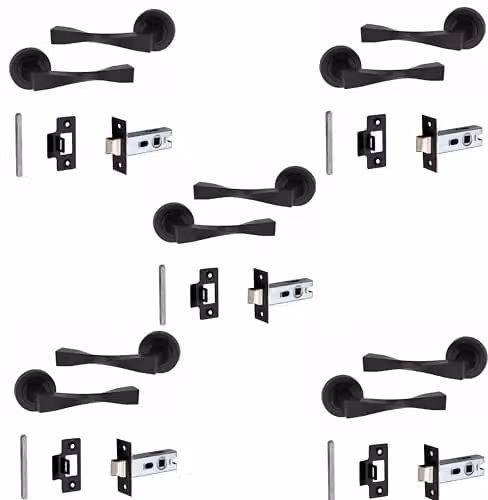 Golden Grace Astrid Twist Door Handles with 2.5 inch Latch in Matt Black Finish