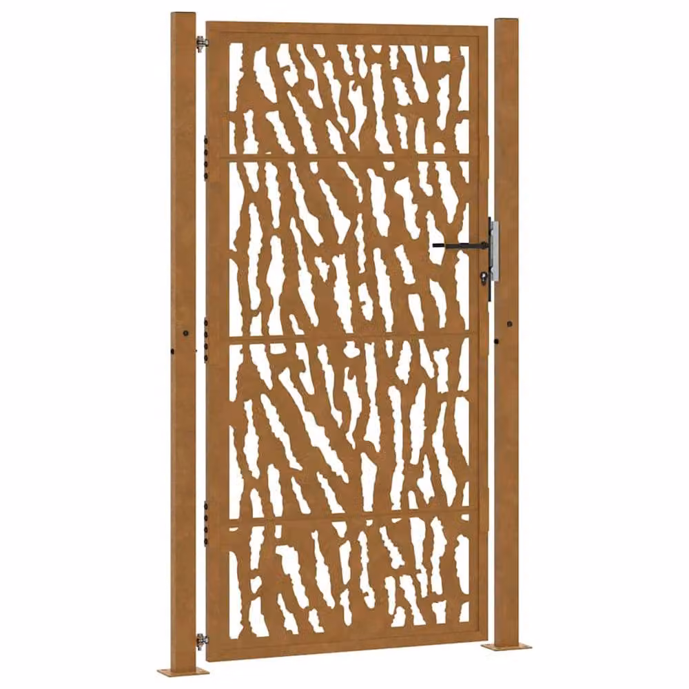 Berkfield Home Beautiful Garden Gate in Brown Weathering Steel, W: 105 cm, H: 180 cm – 2