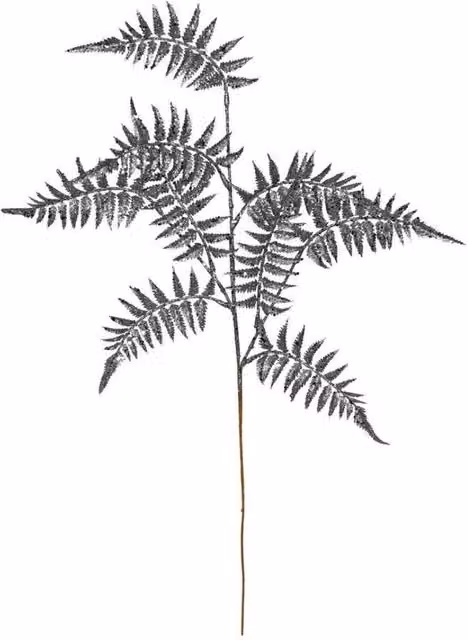 KDMD Silver Pewter Glitter Fern Spray, 3 Pack