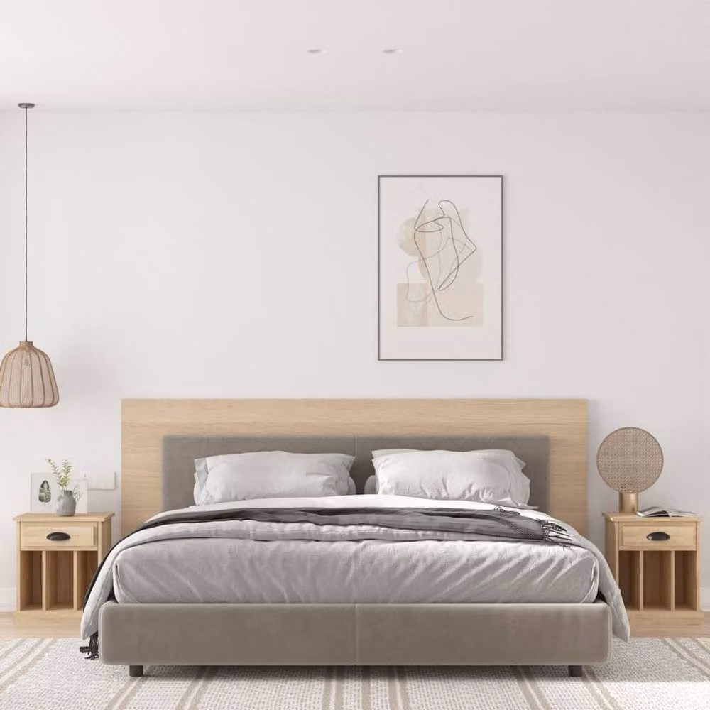 Berkfield Home Set of 2 Sonoma Oak Bedside Cabinets in Light Brown, W/D/H: 43 x 36 x 50 cm – 2