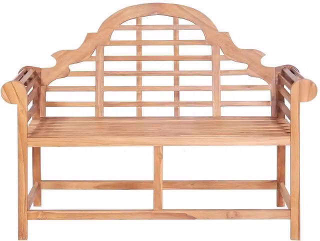 Berkfield Home Classic Garden Bench in Brown Solid Teak Wood, W/D/H: 127 x 58.5 x 92.5 cm