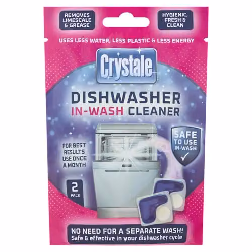 Crystale In-Wash Dishwasher Cleaner White 2 Capsules – 2
