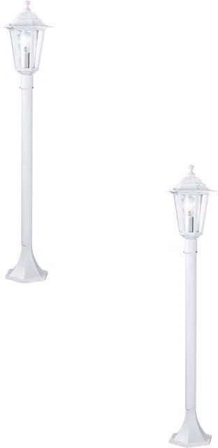 Loops 2 Pack White Aluminium IP44 Outdoor Bollard Lanterns for Garden with E27 Bulb Holder