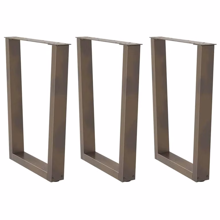 Berkfield Home Modern V-Shape Dining Table Legs, 3 Pieces, Brown Powder-Coated Steel, W/H: 70 x 72-73.3 cm