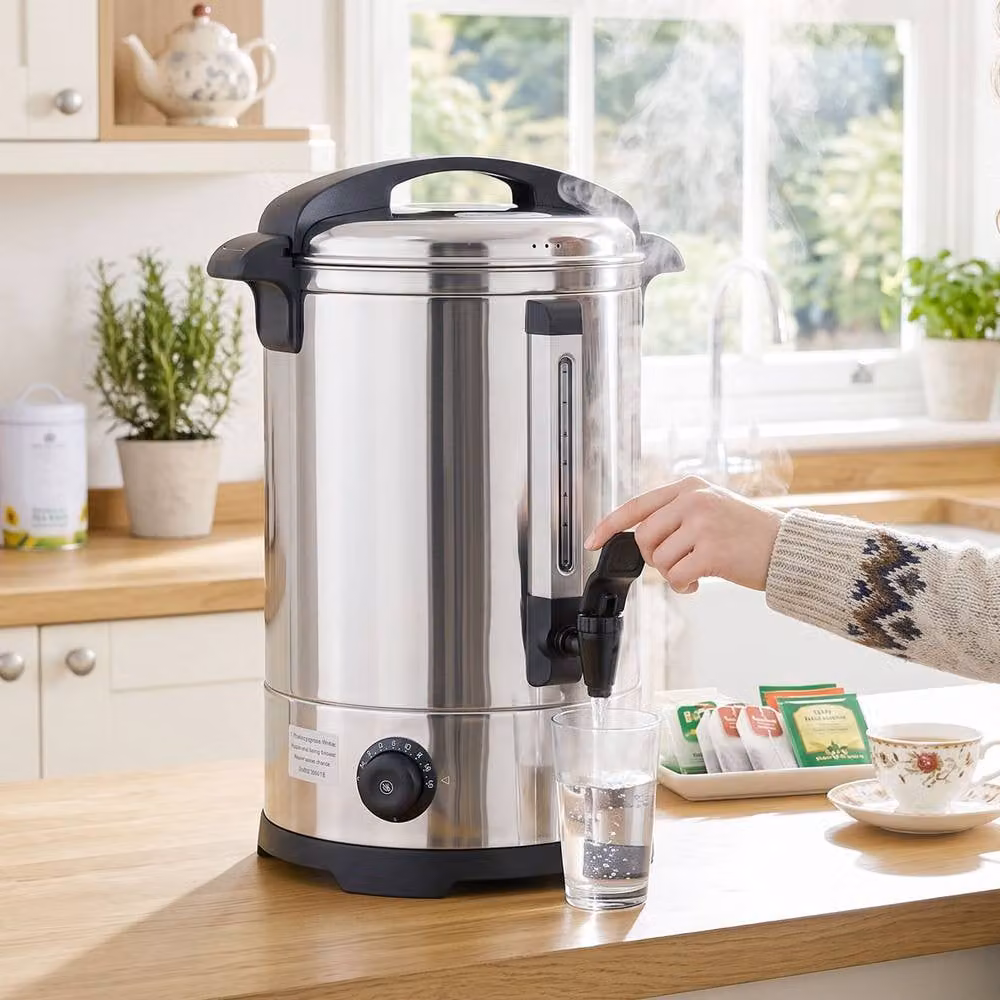 HOMCOM 1500W Stainless Steel Catering Tea Urn with Keep Warm Function, 6.5L, Silver – 2