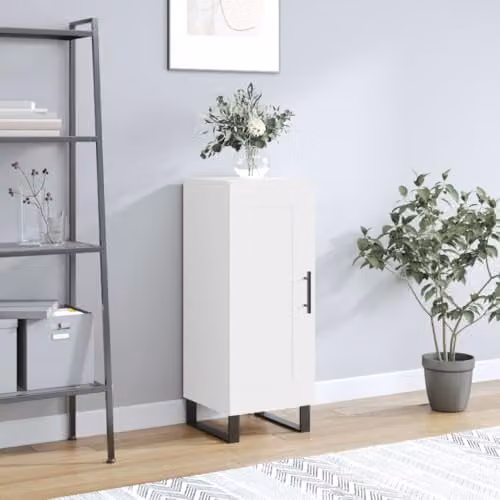 vidaXL Modern White Sideboard in MDF and Metal, W/D/H: 34.5 x 34.5 x 90 cm – 2