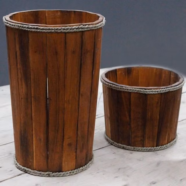 KDMK Brown Maritime Round Wooden Tabletop Display Bowl, W/D/H: 45 x 32 x 32 cm