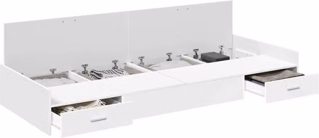 Berkfield Home Modern Storage Bed Frame with Drawer, White, W/D/H: 80 x 200 x 81.5 cm