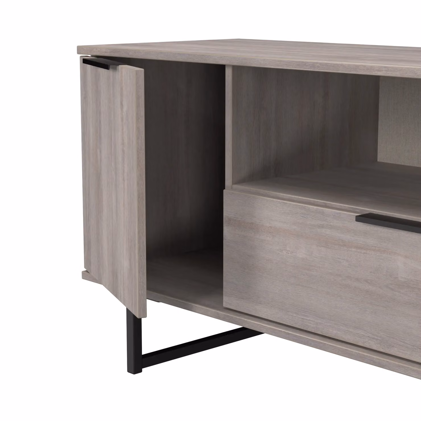Ready Assembled 2 U Fuji Wide TV Unit with 2 Doors and 1 Drawer in Light Grey – 4