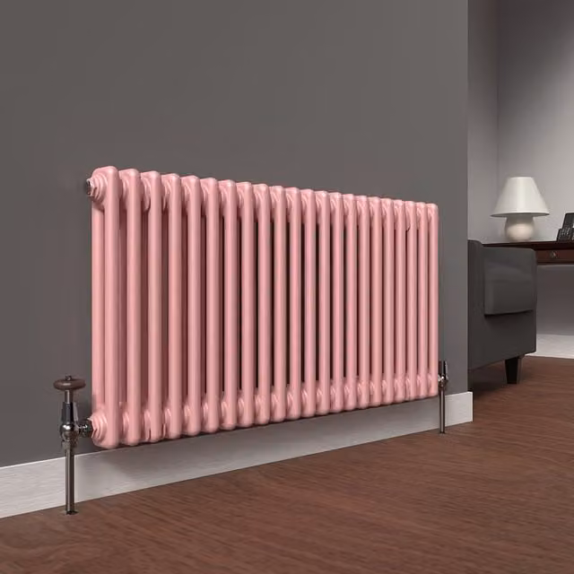 Lux Heat Horizontal 2 Column Steel Radiator in Pink, W: 101.0 cm, H: 50.0 cm