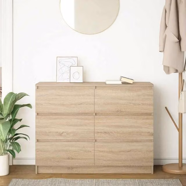 Berkfield Home Sonoma Oak Sideboard in Beige, W/D/H: 100 x 35 x 76 cm