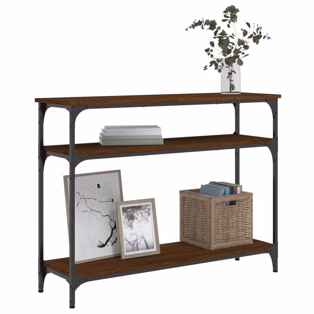 Berkfield Home Brown Oak Console Table, W/D/H: 100 x 29 x 75 cm – 3