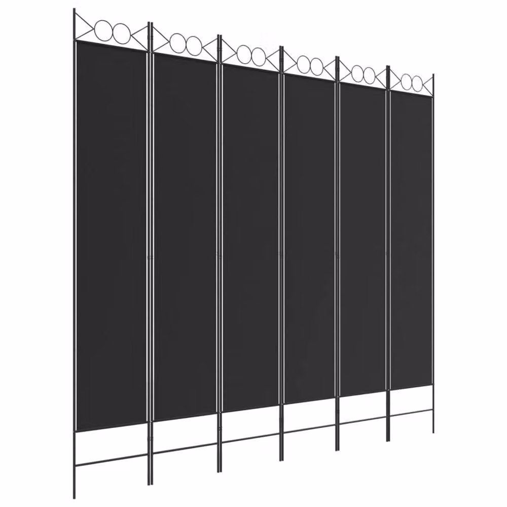 Berkfield Home 6-Panel Fabric Room Divider in Black, W/H: 240 x 220 cm – 2