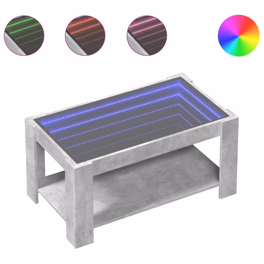 Berkfield Home Decorative LED Coffee Table in Concrete Grey, W/D/H: 93 x 53 x 45 cm – 1