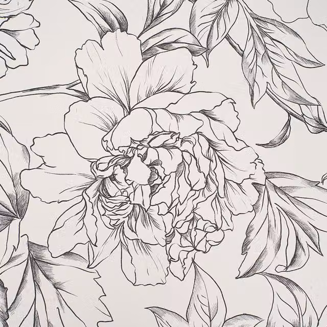 Livingandhome Self-Adhesive Floral Wallpaper in Black and Beige